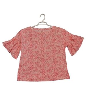 Lilly Pulitzer Ziva Top Size M Pink Shandy Pima Cotton Ruffle Sleeve Blouse‎